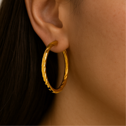 18k Twisted Love Hoops Earrings
