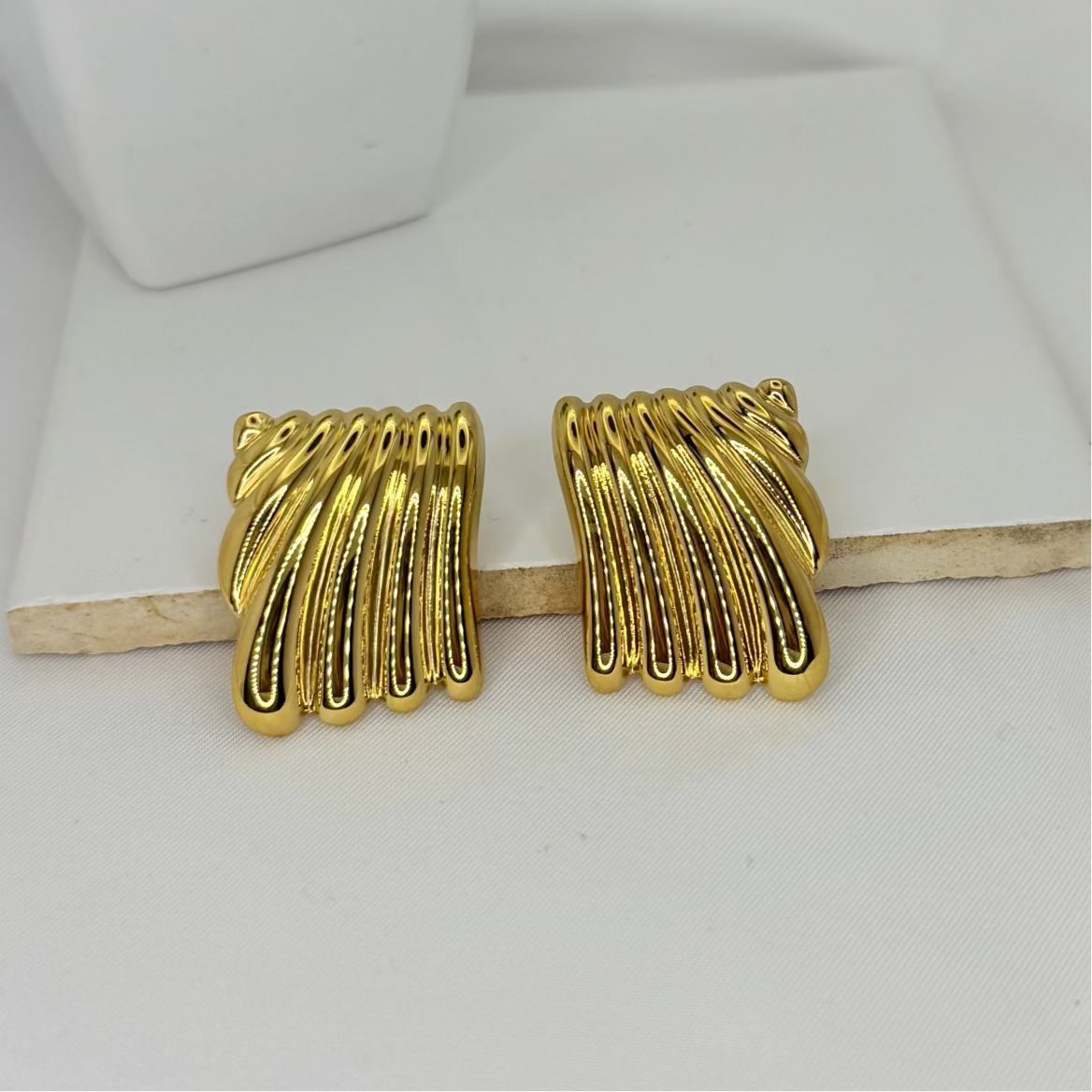 18k Gilded Rectangle Era Earrings