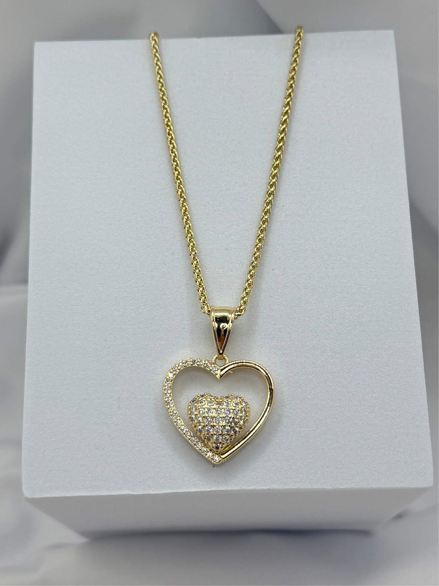 Double Heart Glow Necklace – 18K Gold Plated