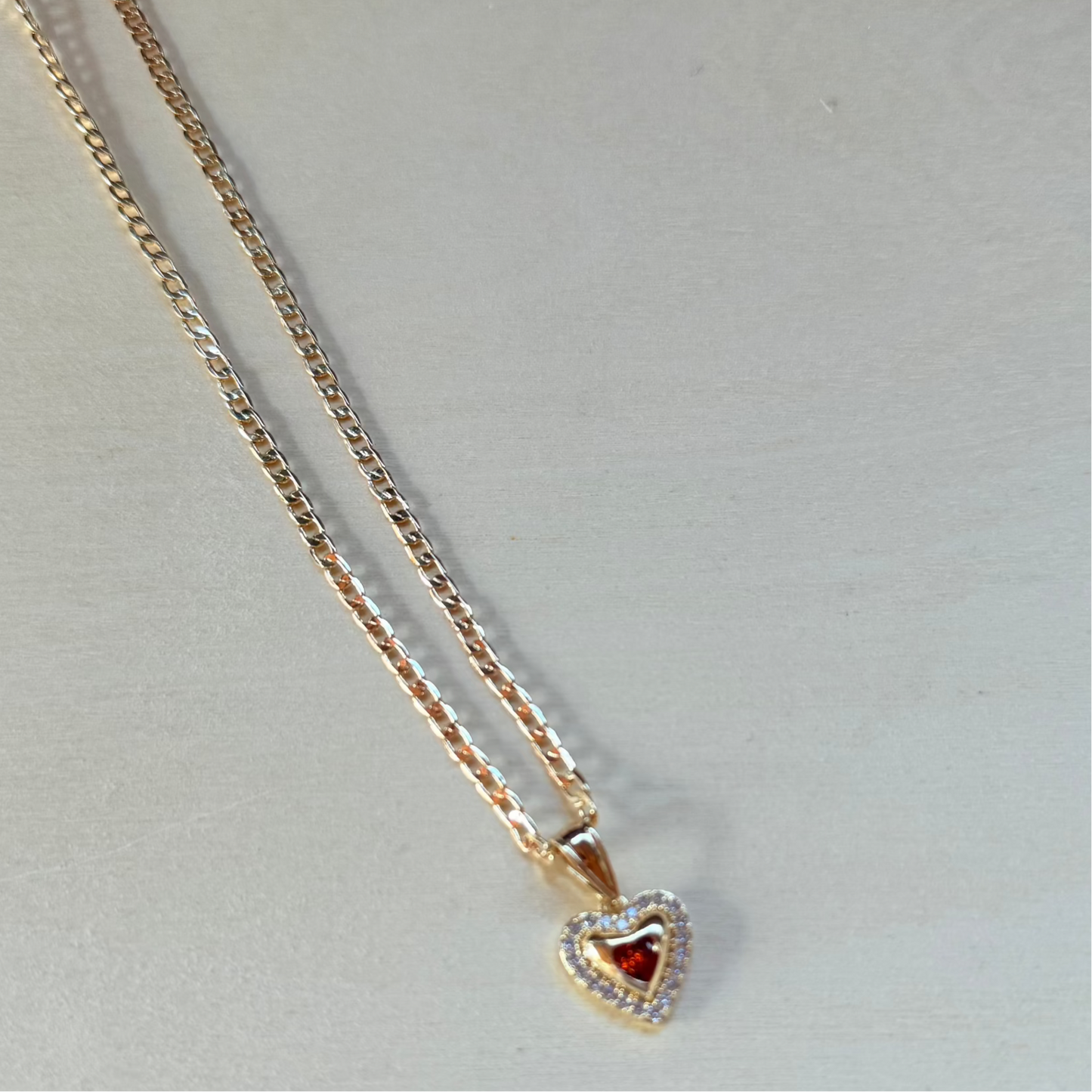 Amber Heart Pendant Necklace 18k Gold Plated