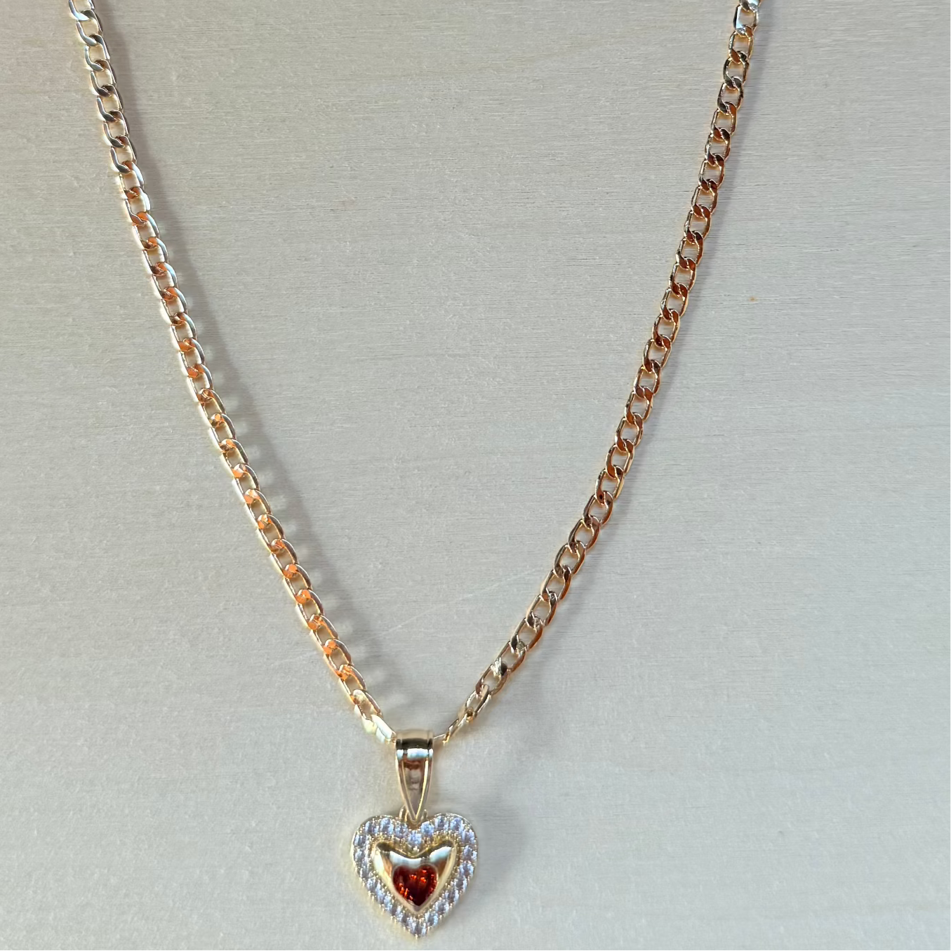Amber Heart Pendant Necklace 18k Gold Plated