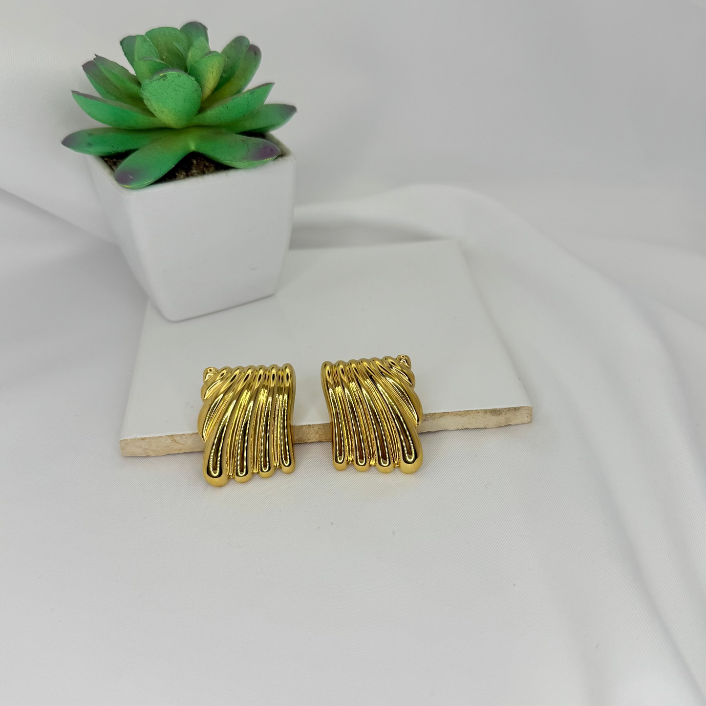 18k Gilded Rectangle Era Earrings