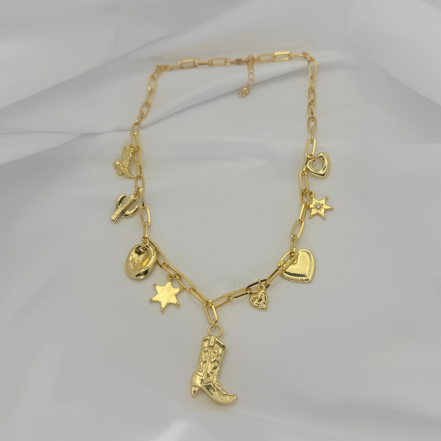 18k Cowgirl Style Multi Charms Necklace