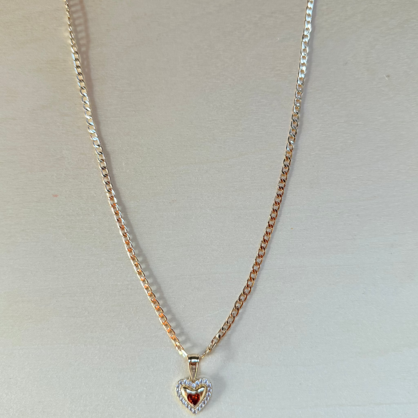 Amber Heart Pendant Necklace 18k Gold Plated
