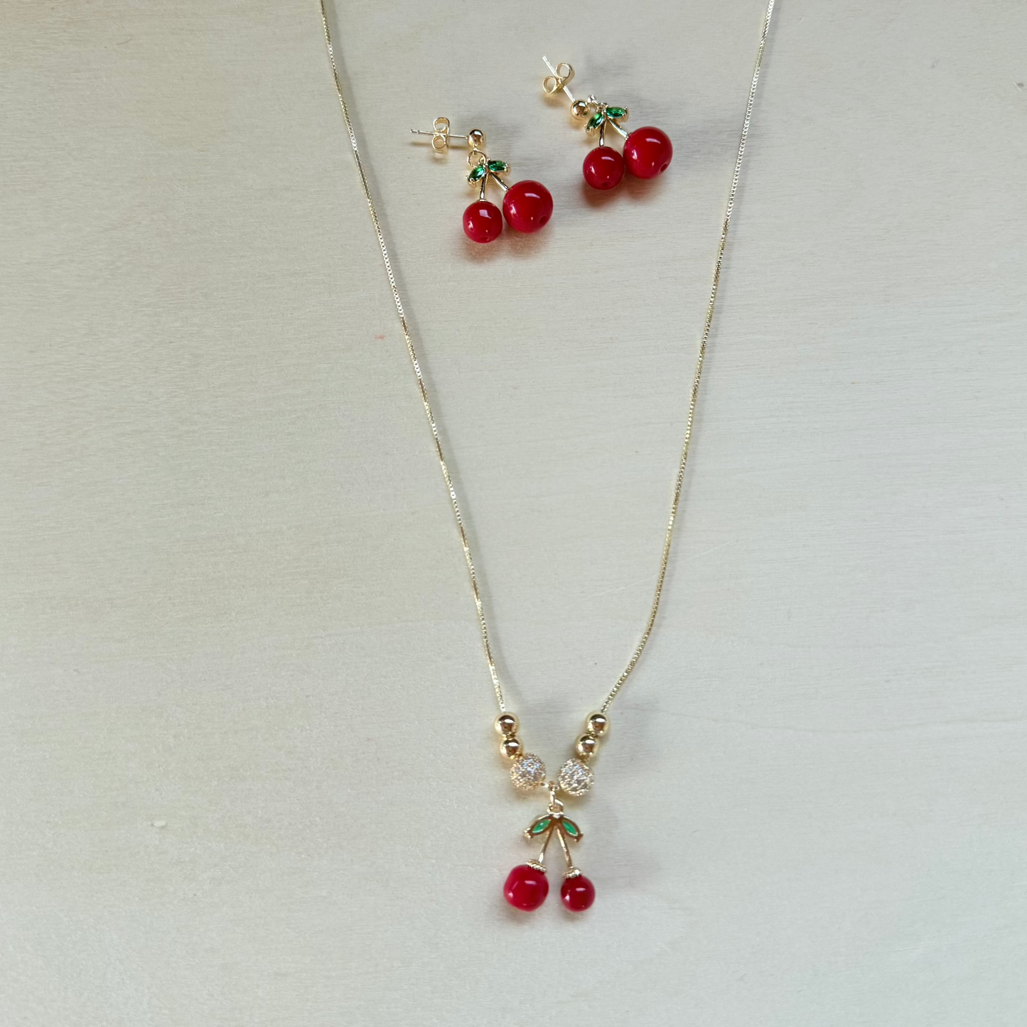 Sweet Cherry Set – Necklace & Earrings