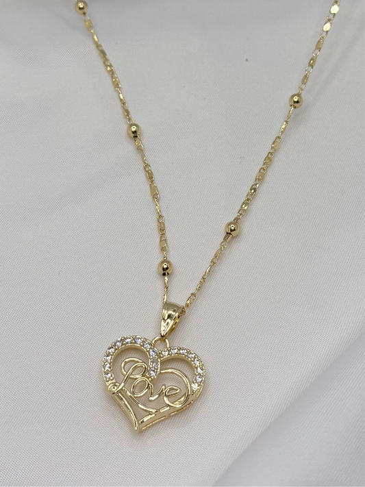 Love Spark Heart Pendant – 18K Gold Plated Ball Chain