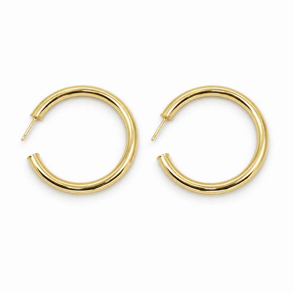 Gold Classic Hoop Earrings 50mm 