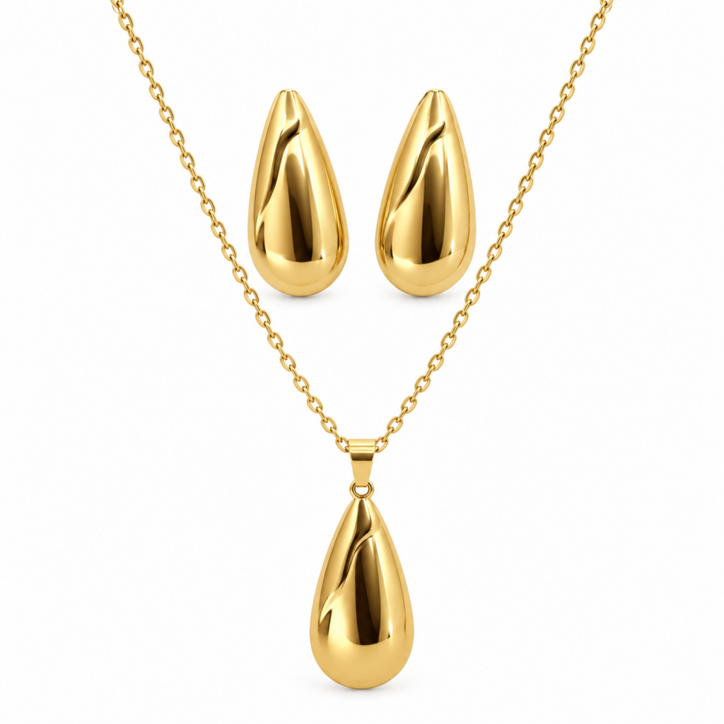 Stainless steel plated with 18k gold woman set jewelry