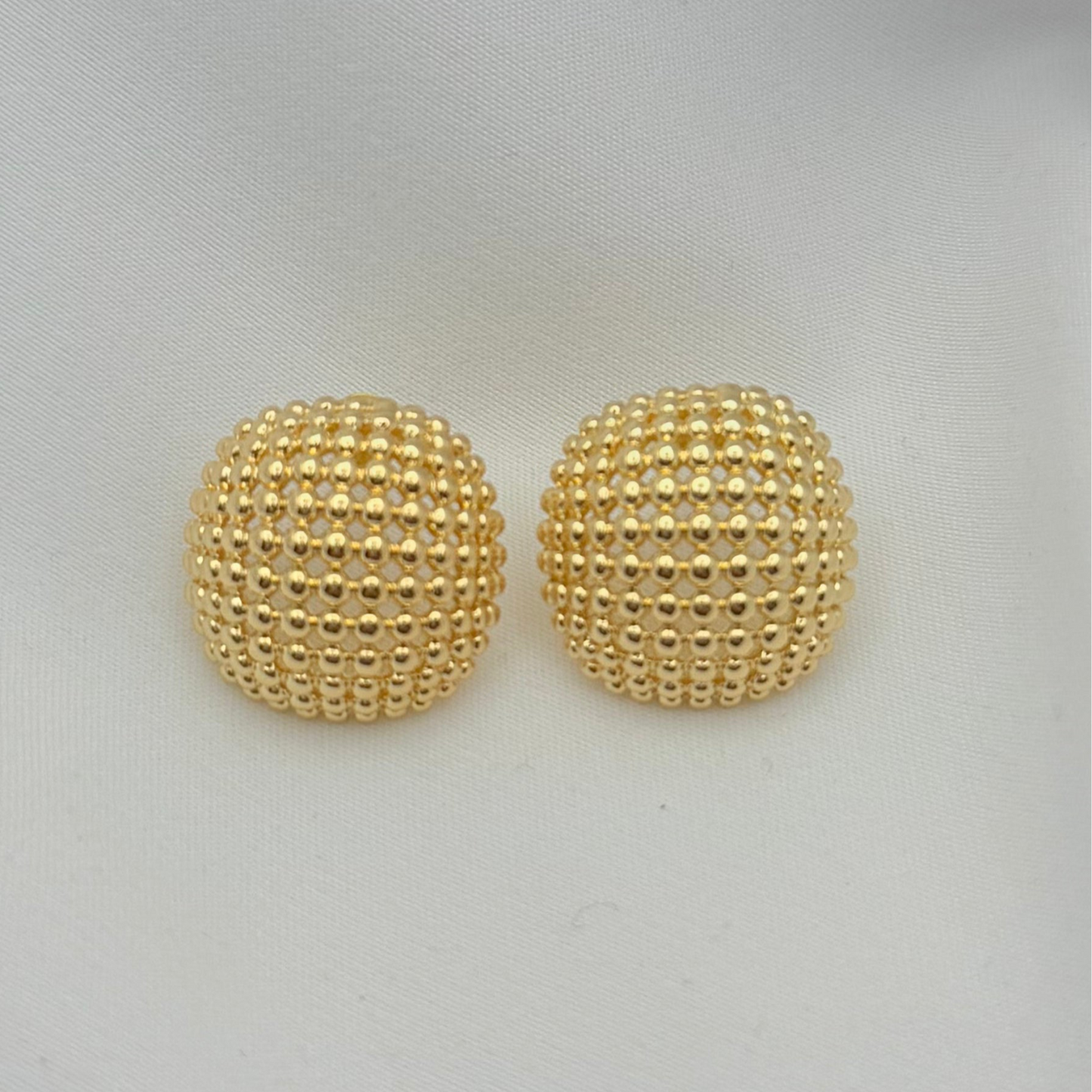 “Luna Beaded Dome Earrings – 18K Gold Plated”