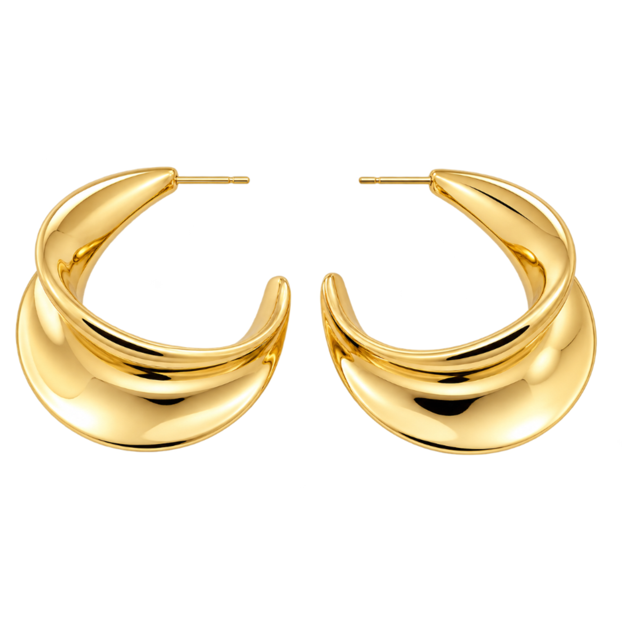 Soft Curve Earrings Plating with 18K Gold
