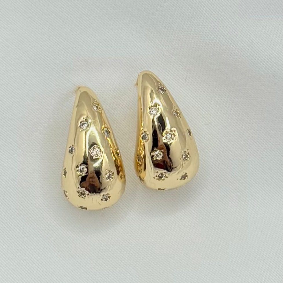 Gilded Tear Drop Earrings 18k Gold Plated