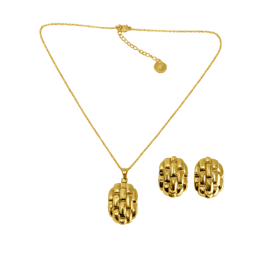 18K Gold Plated Necklace & Earrings Set