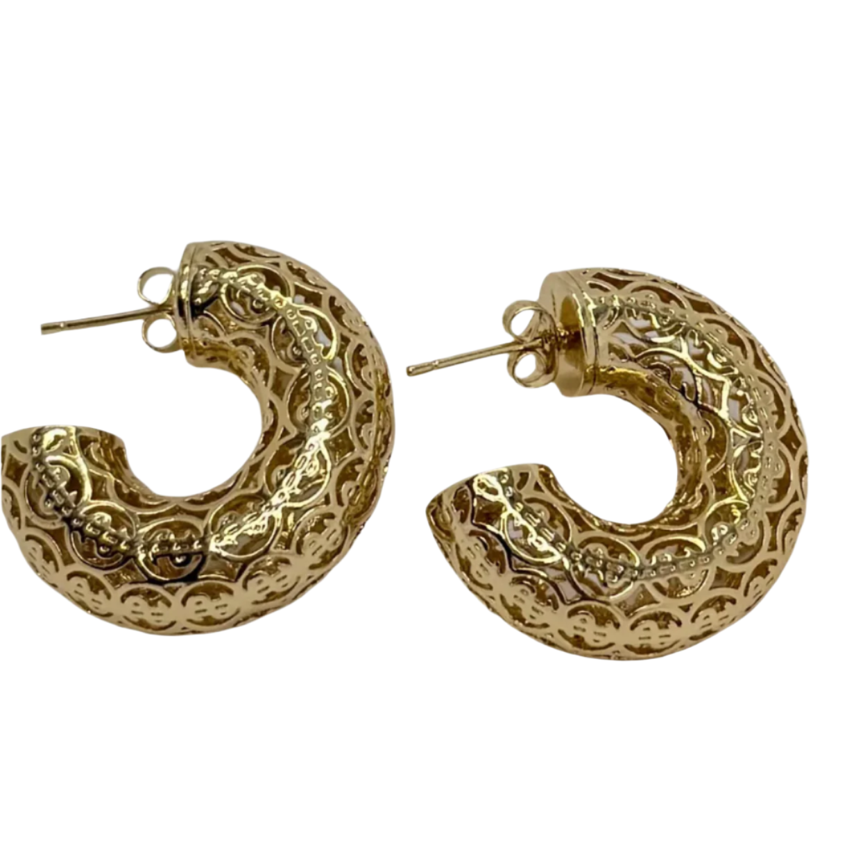 Money Maker C Shaped Earrings 18k Gold Plated