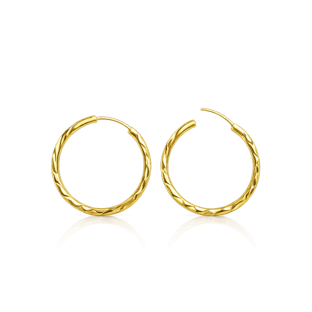 Diamond-Cut Hoop Earrings 18K Gold Plated