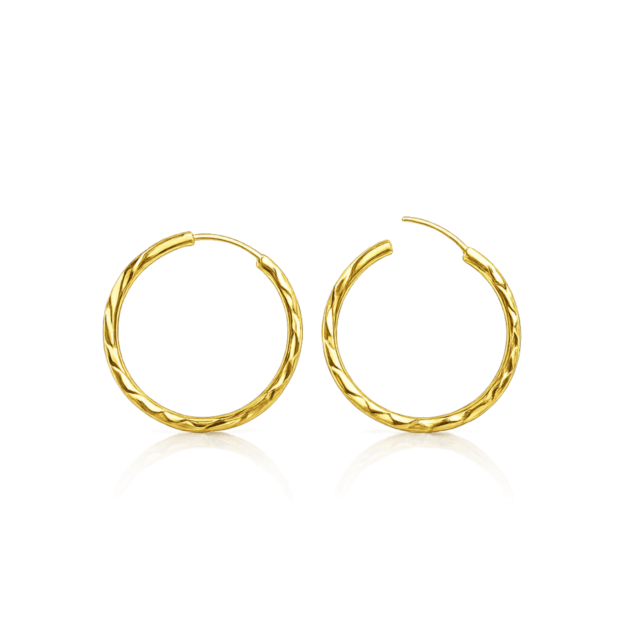 Diamond-Cut Hoop Earrings 18K Gold Plated