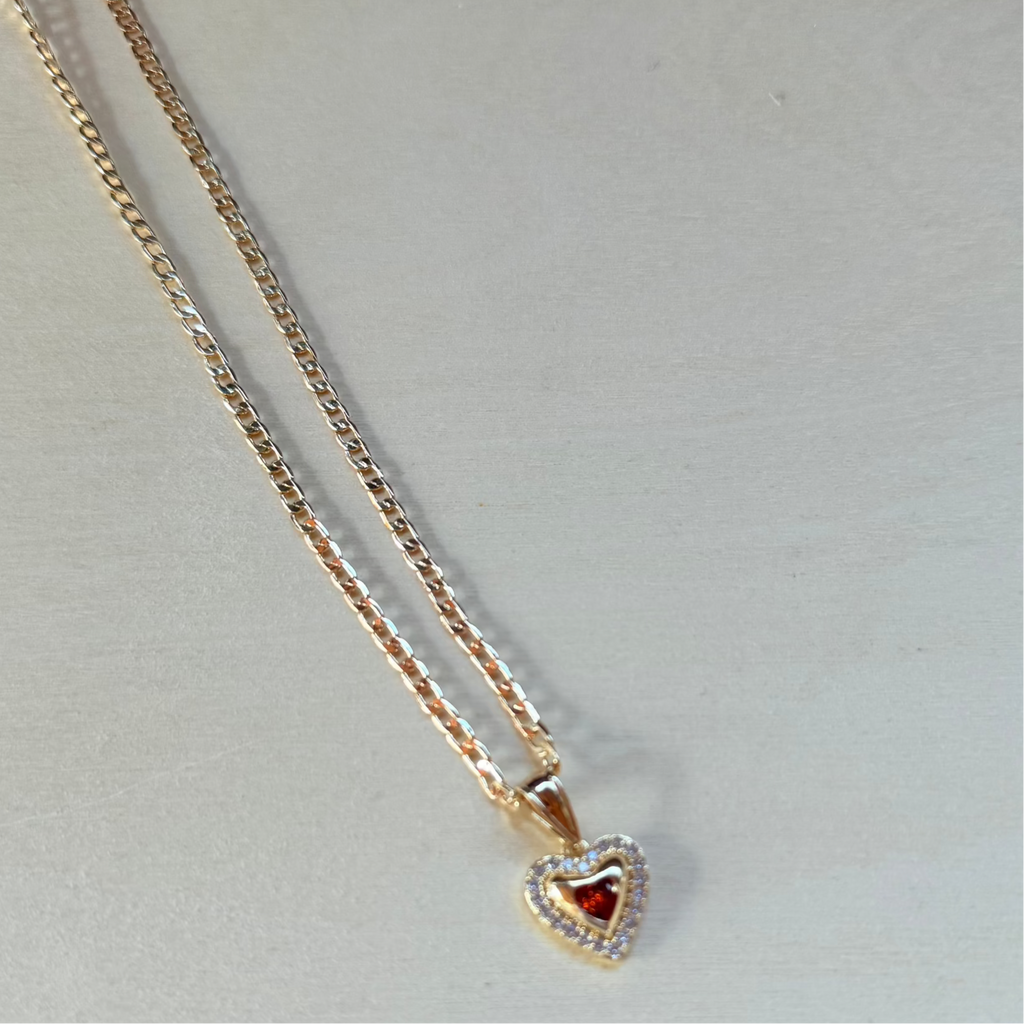Amber Heart Pendant Necklace