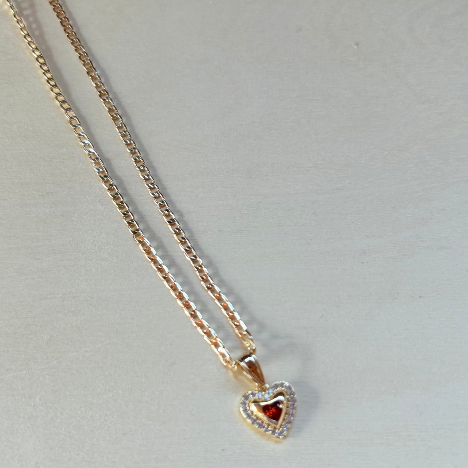 Amber Heart Pendant Necklace