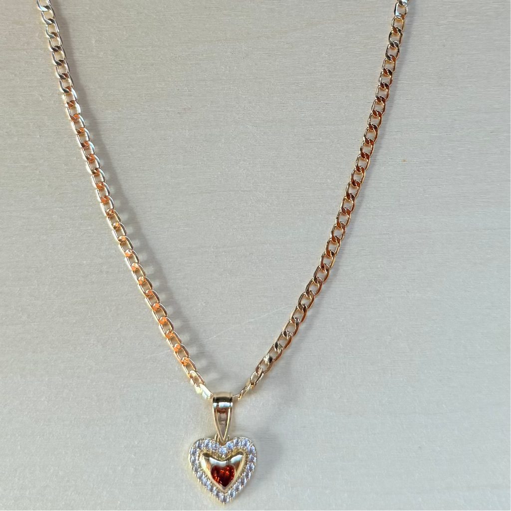 Amber Heart Pendant Necklace