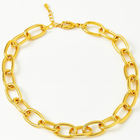 18k Oval links Chunky Necklace