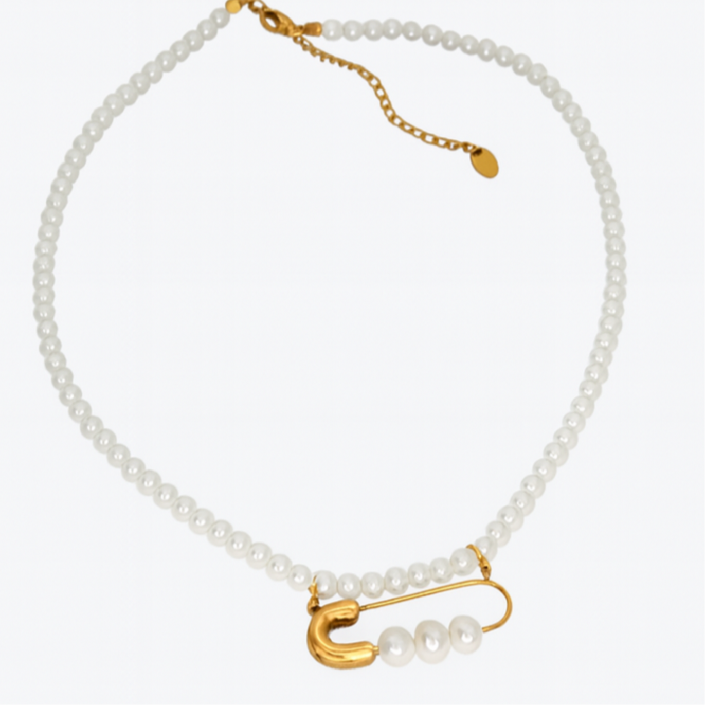 Pearl Safety Pin Necklace