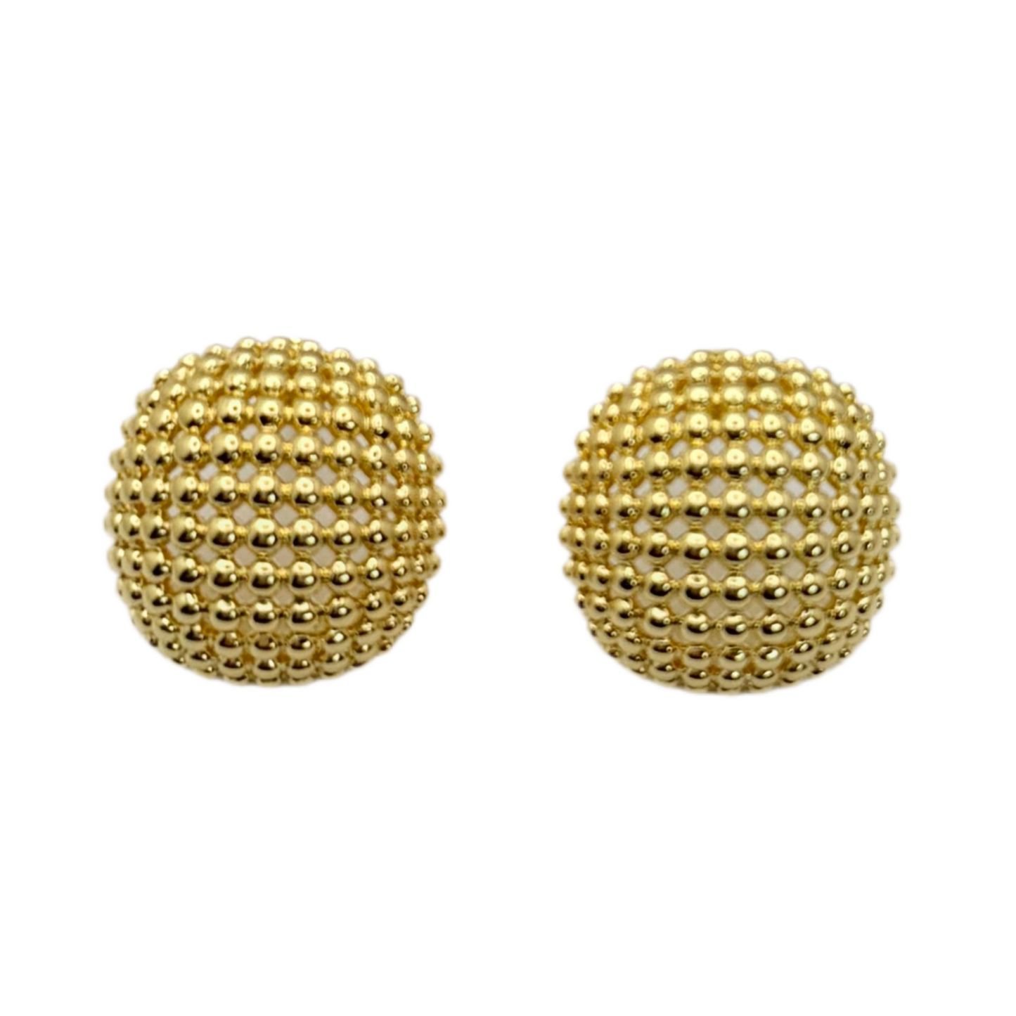 “Luna Beaded Dome Earrings – 18K Gold Plated”