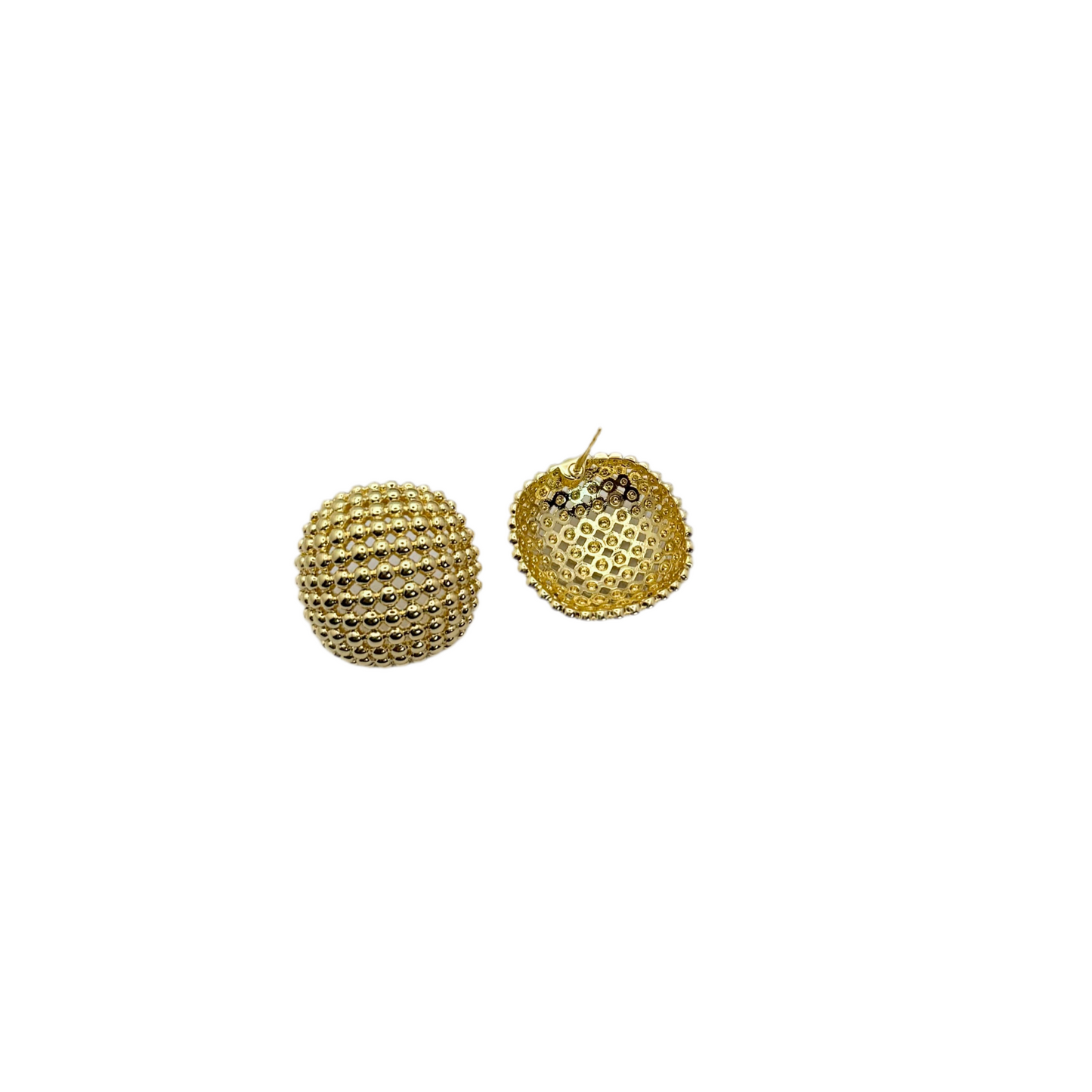“Luna Beaded Dome Earrings – 18K Gold Plated”