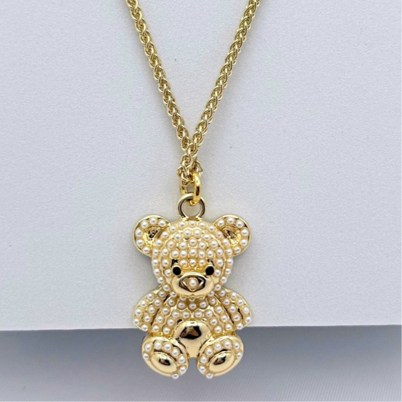 Pearl Teddy Necklace 18K Plated