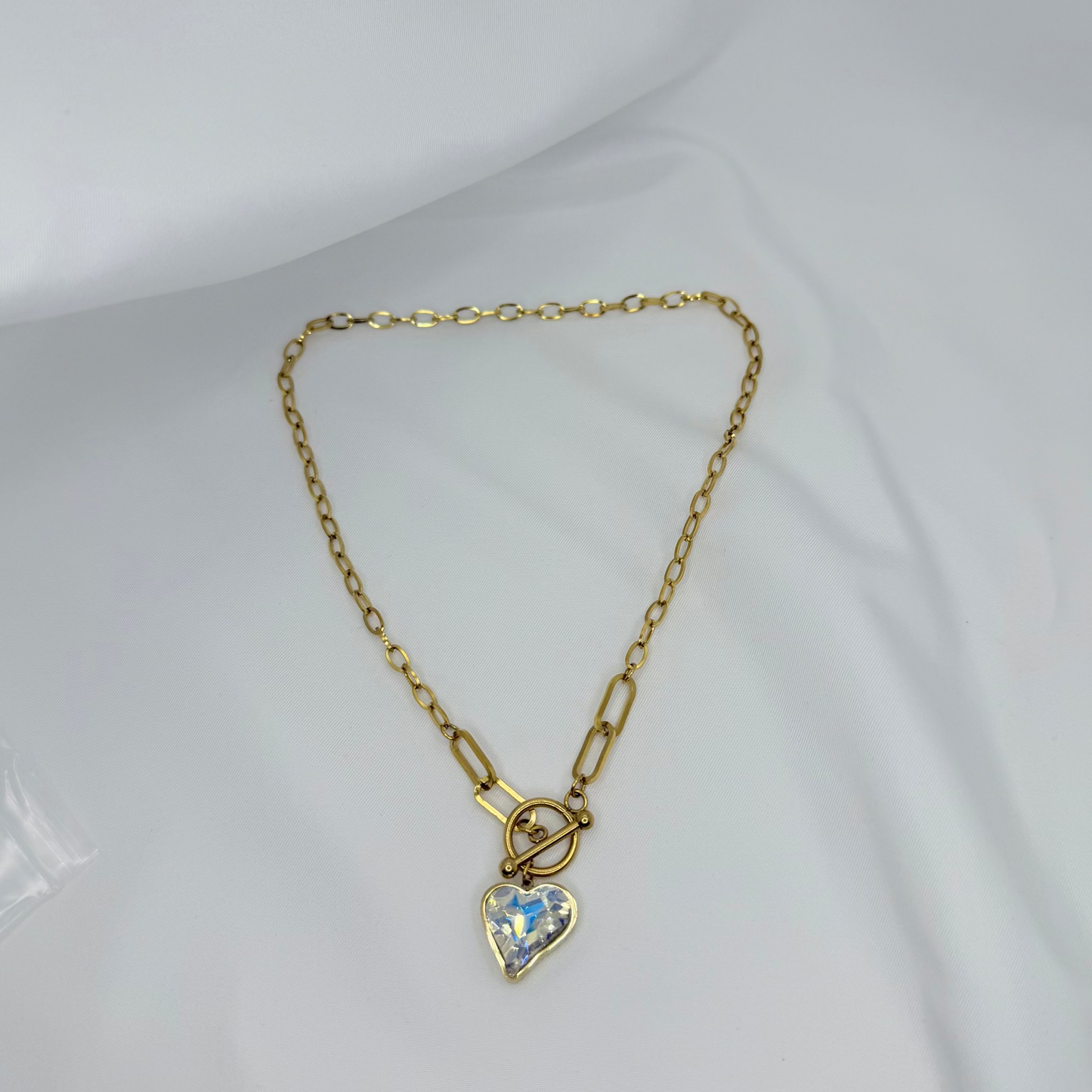 18k Crystal Hearts Pendant Necklace