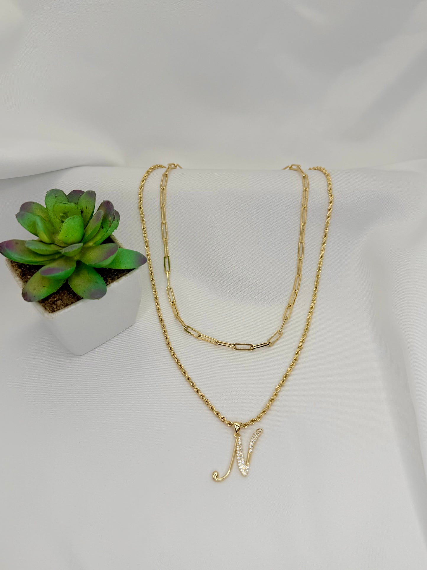 18k Sparkling Initial Necklace