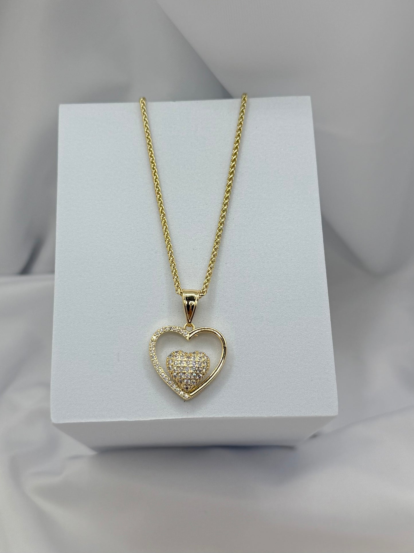 Double Heart Glow Necklace – 18K Gold Plated