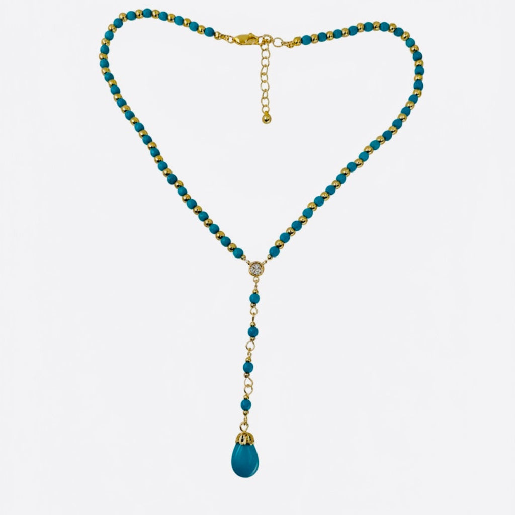 18K Gold Plated Turquoise Lariat Necklace
