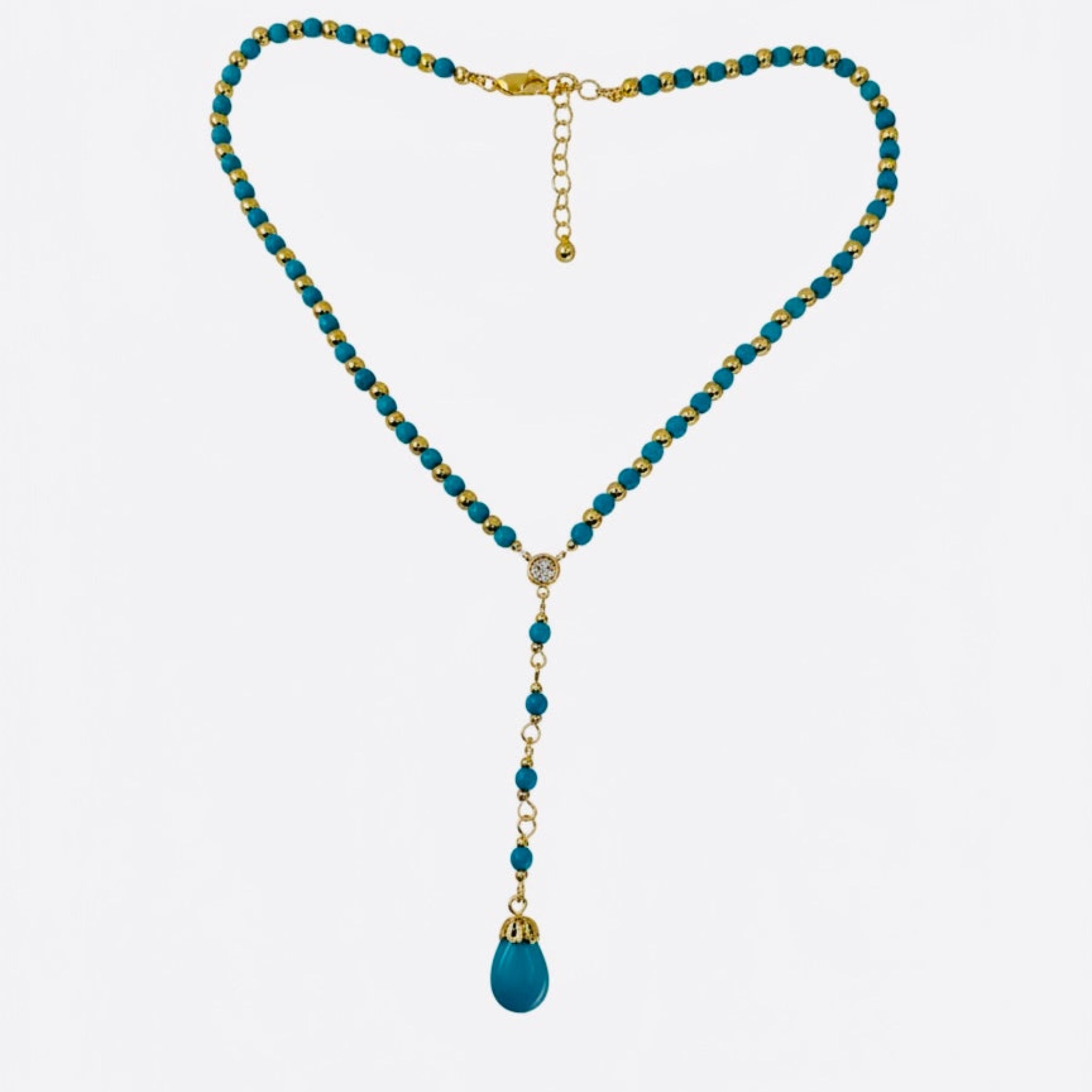 18K Gold Plated Turquoise Lariat Necklace