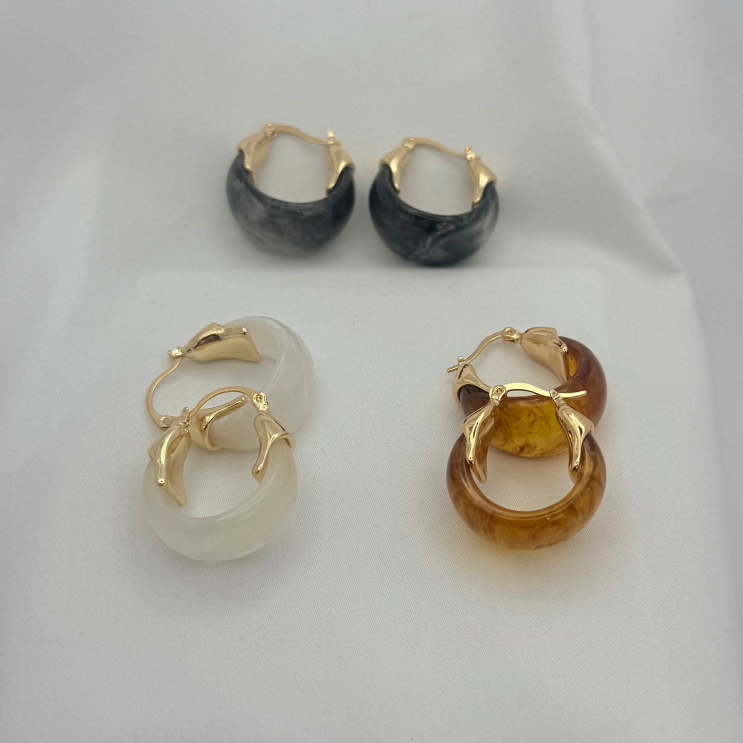 Moon Resin Hoops 18k Gold Plated