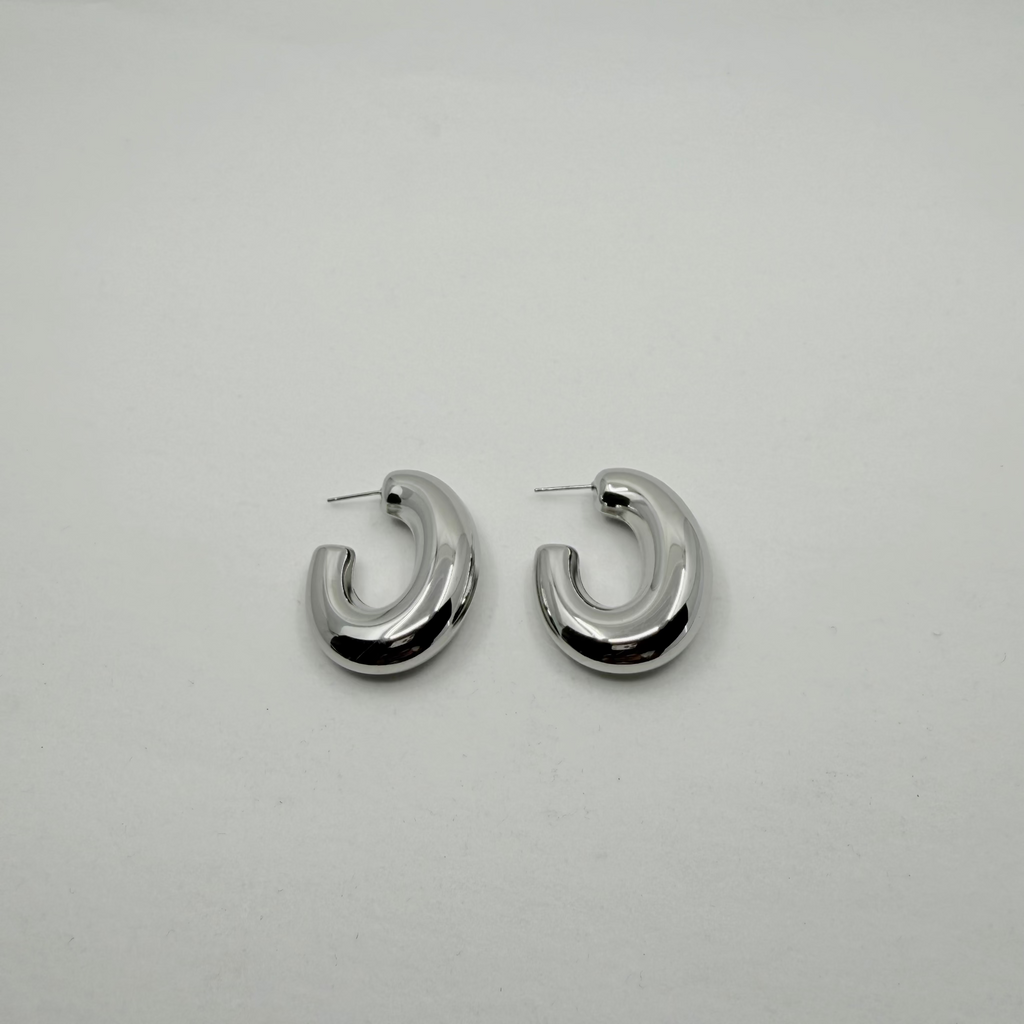Rhodium Plated Hoop Earrings