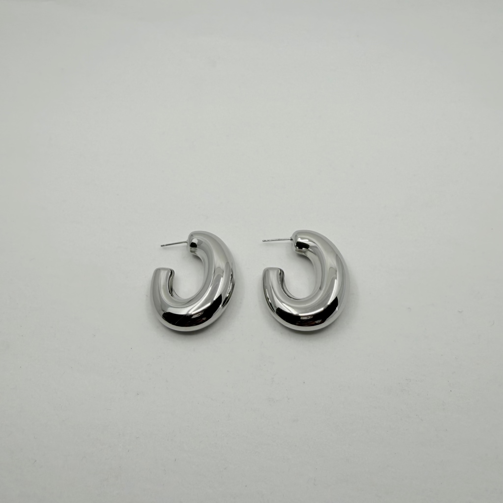 Rhodium Plated Hoop Earrings