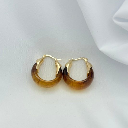 Moon Resin Hoops 18k Gold Plated