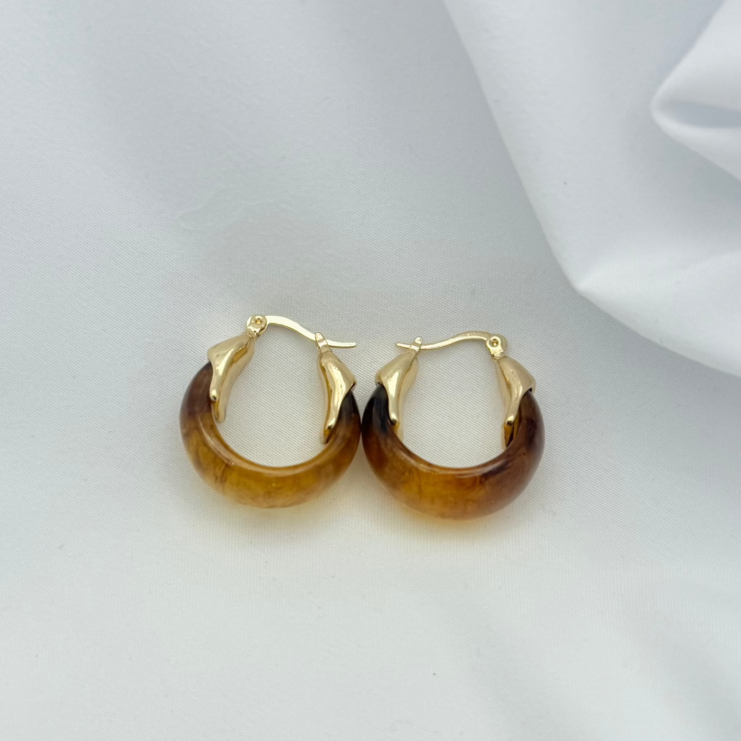 Moon Resin Hoops 18k Gold Plated
