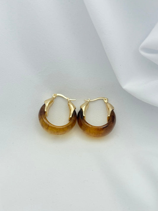 Moon Resin Hoops 18k Gold Plated