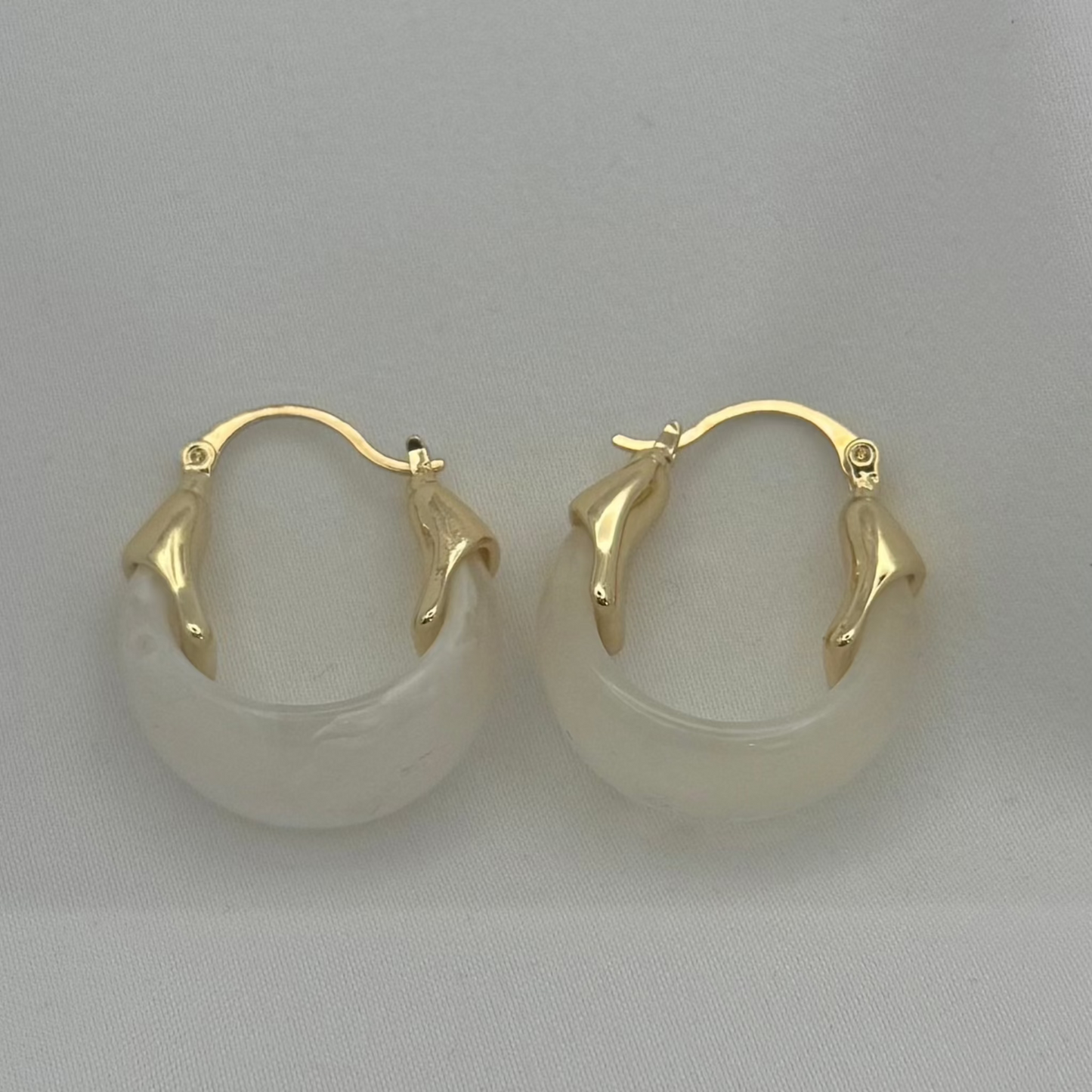 Moon Resin Hoops 18k Gold Plated