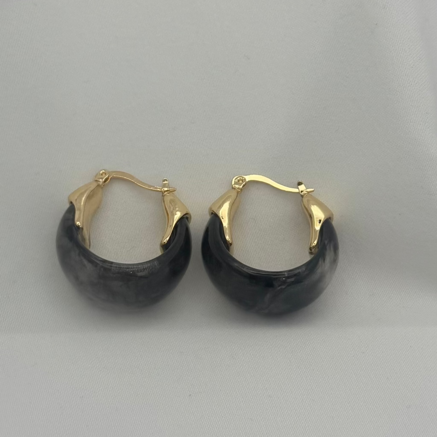 Moon Resin Hoops 18k Gold Plated