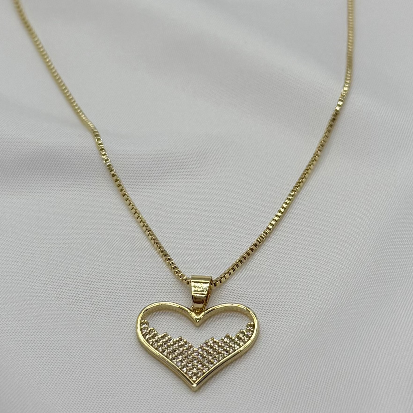 Sparkling Heart Necklace – 18K Gold Plated