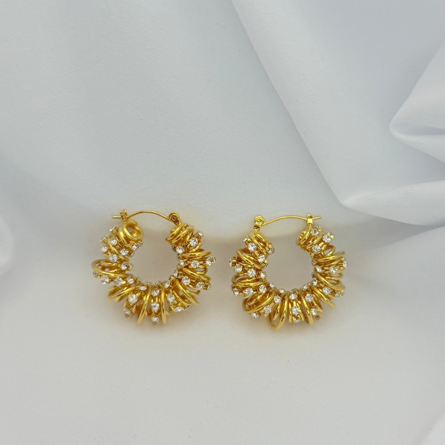 “Aurora Luxe Hoops – 18K Gold Plated with Zirconia”