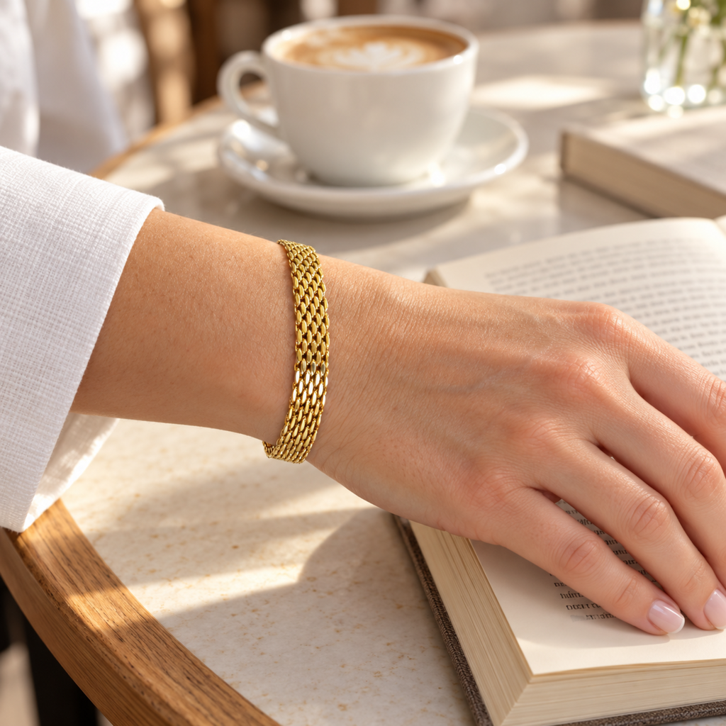 Stainless Steel Plated with 18K Gold Bracelet