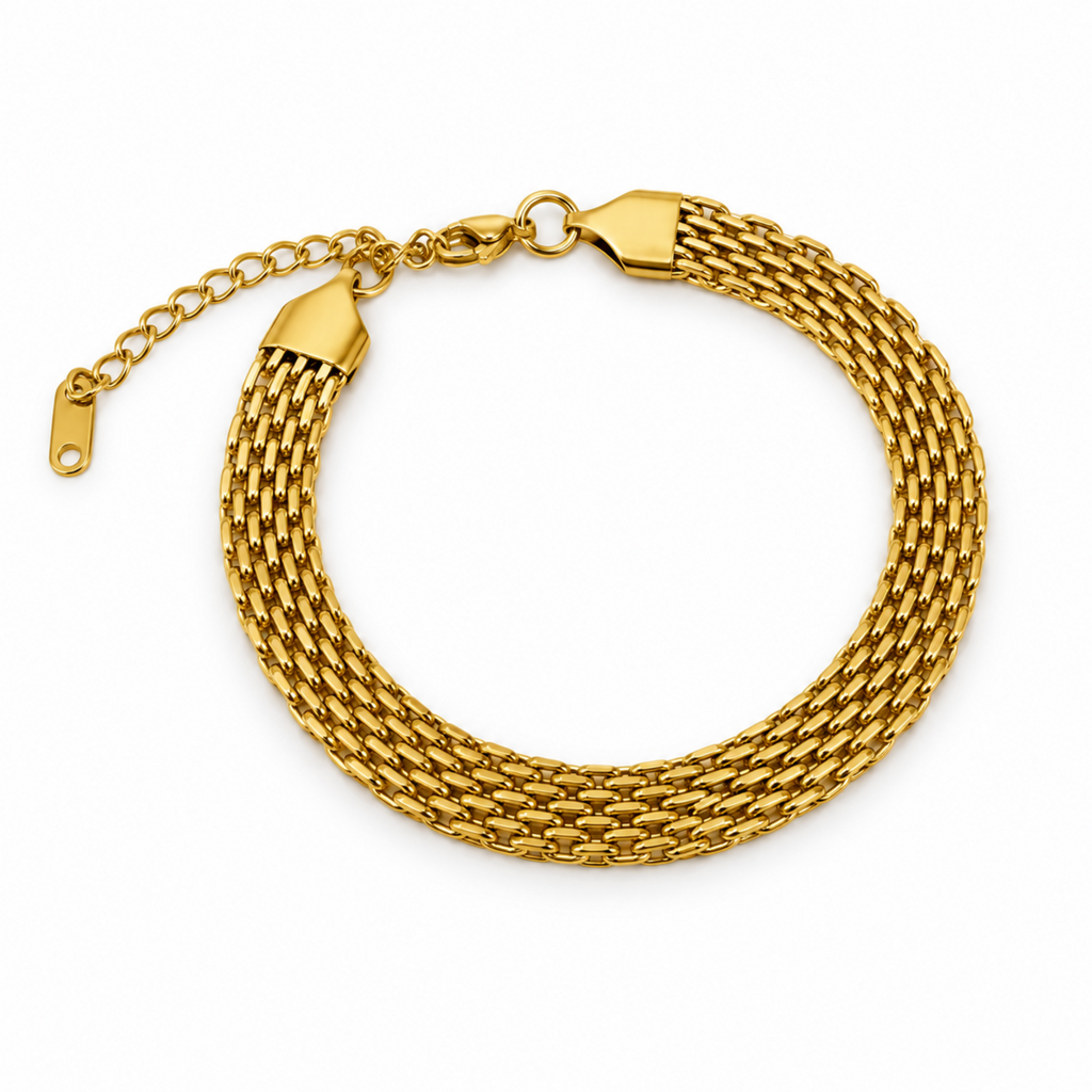18K Gold Plated Stainless Steel Mesh Bracelet