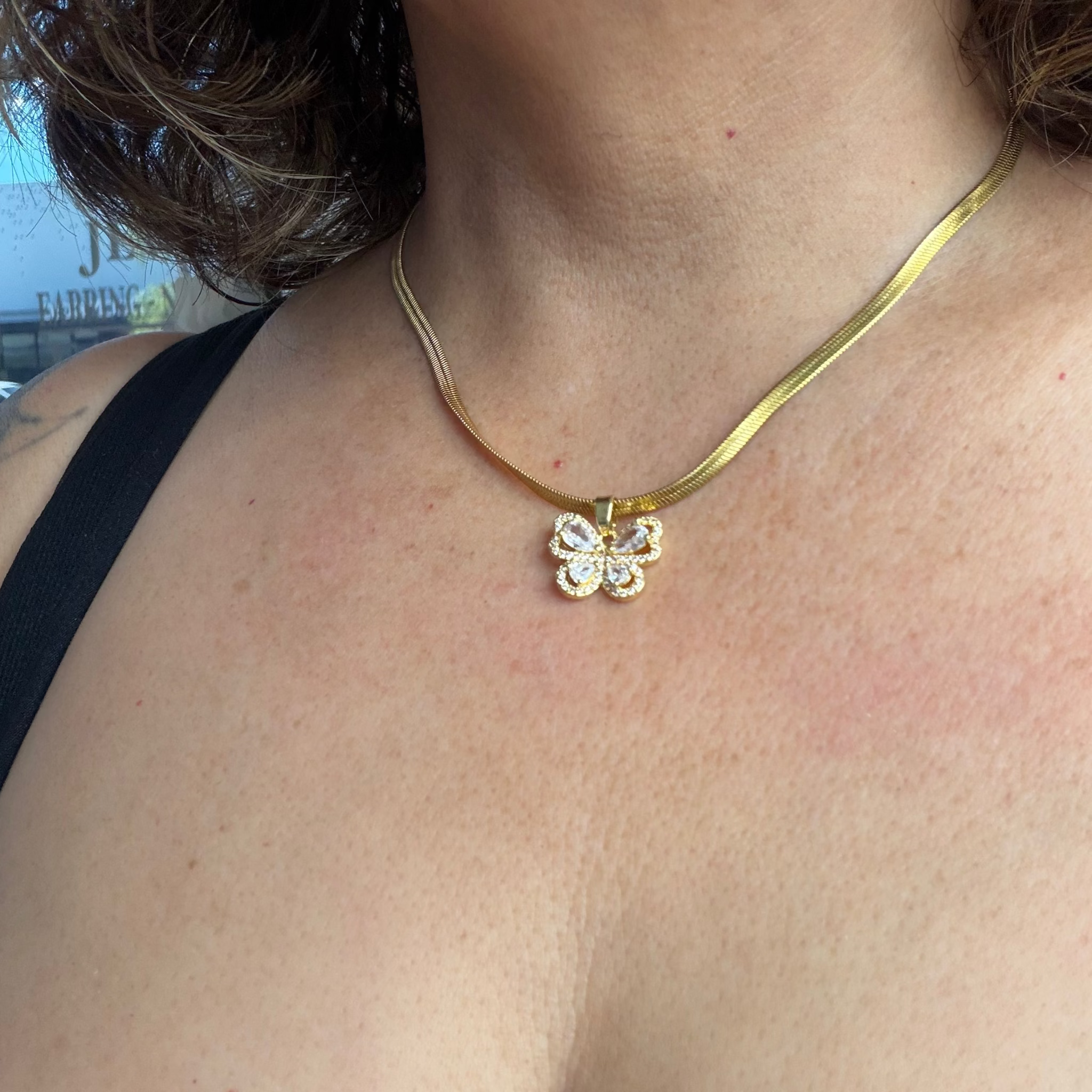18K Gold Plated Stainless Steel Butterfly Necklace