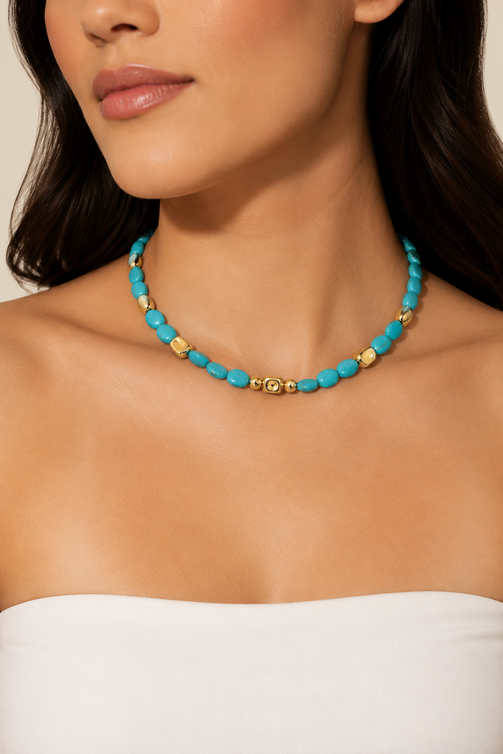 Sunset Turquoise Beaded Necklace