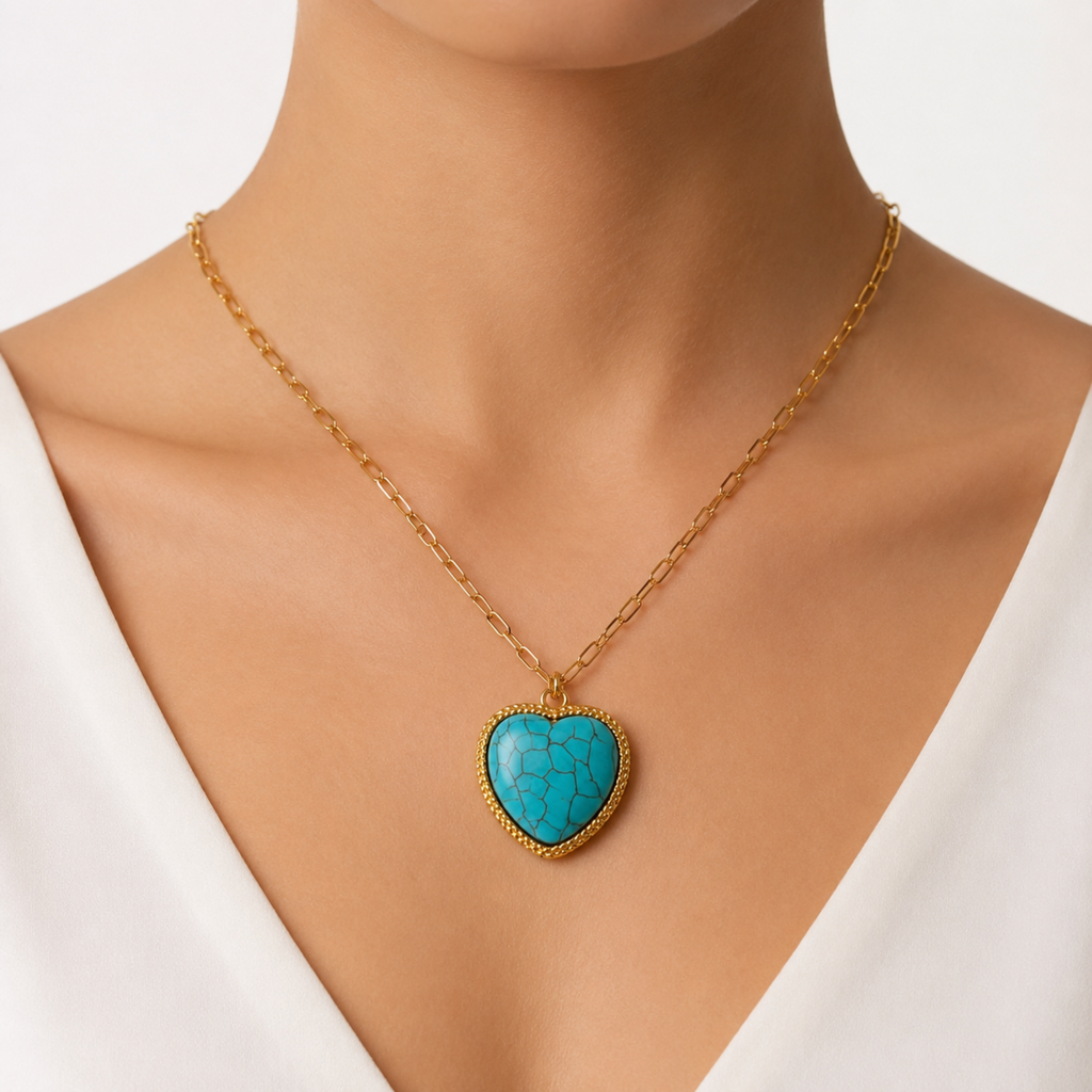 18k Gold Plated Paper Clip Heart Necklace