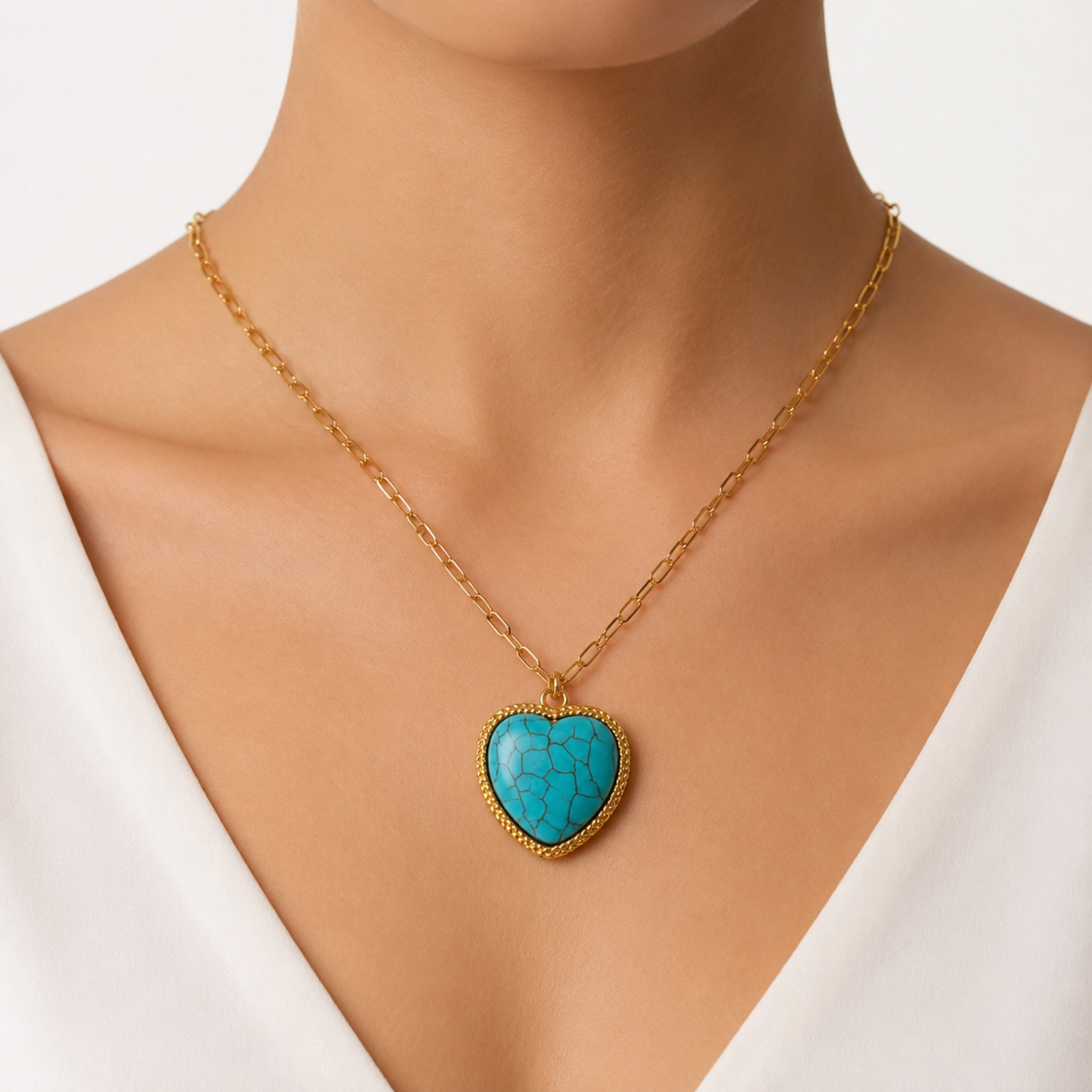 18k Gold Plated Paper Clip Heart Necklace