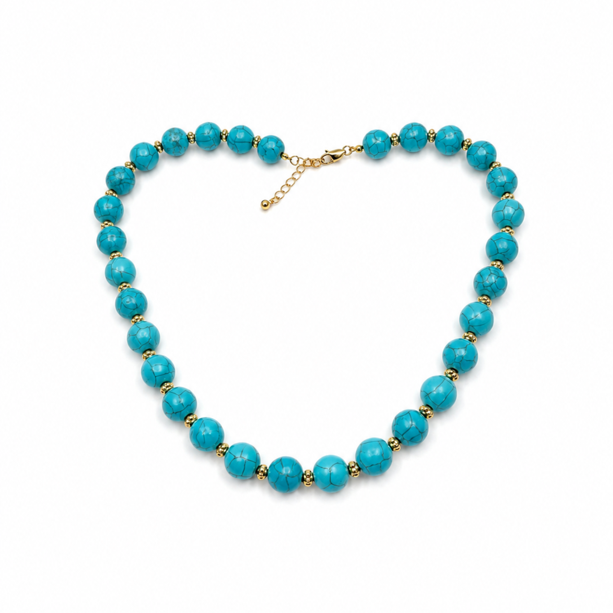 18K Gold Plated Turquoise Beaded Necklace