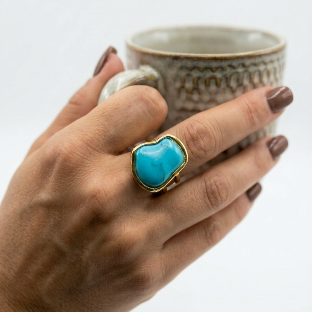 Luxe Gold Turquoise Ring